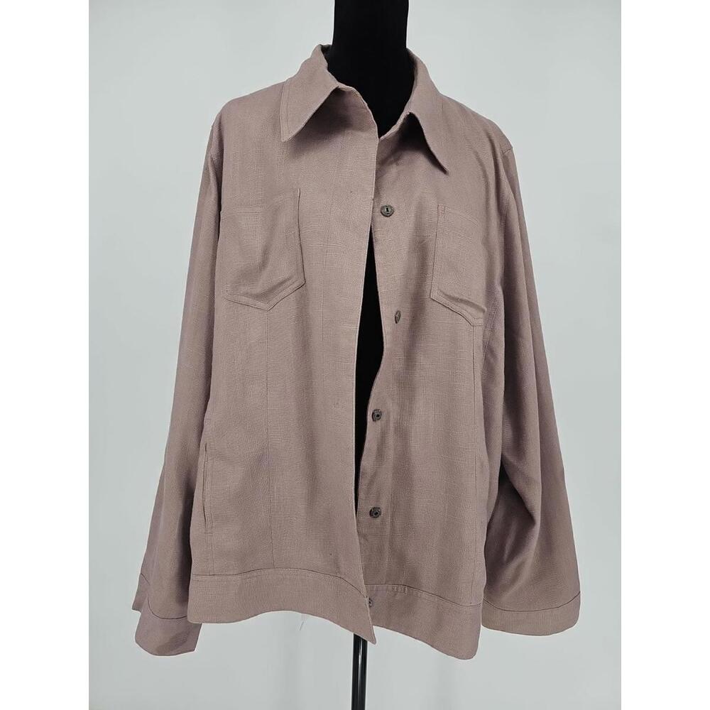 Soft‎ Surroundings Jacket Blazer 3X Womens Purple Metallic Linen Blend Plus Size